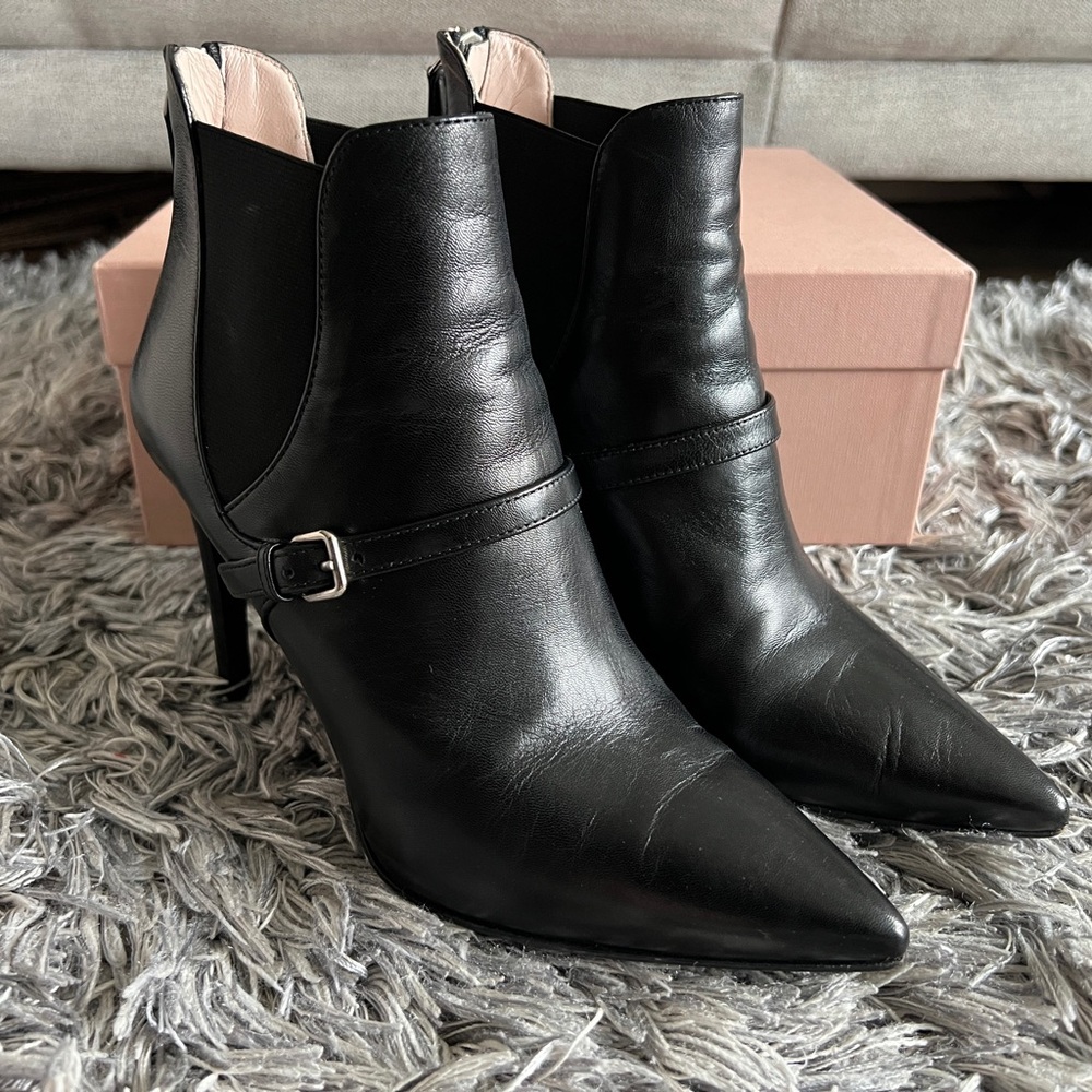 Miu Miu Black Leather Zip Up Ankle Boots